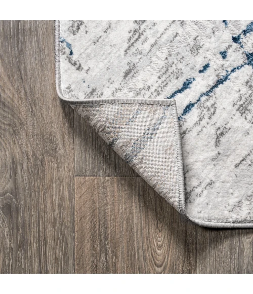 Slant Modern Abstract Gray/Blue 2 ft. x 10 ft. Runner Rug