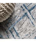 Slant Modern Abstract Gray/Blue 2 ft. x 10 ft. Runner Rug