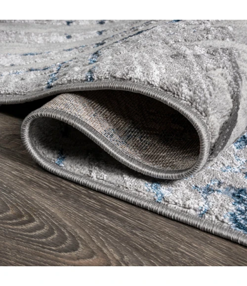 Slant Modern Abstract Gray/Blue 2 ft. x 10 ft. Runner Rug