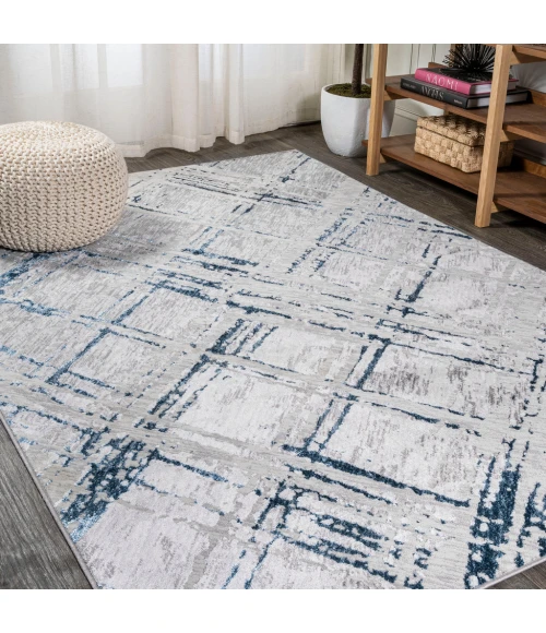 Slant Modern Abstract Gray/Blue 3 ft. x 5 ft. Area Rug