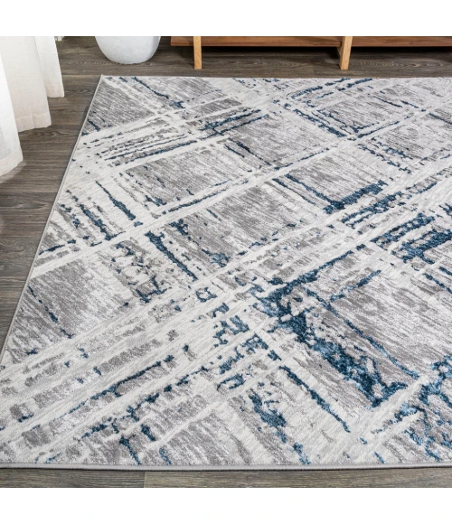 Slant Modern Abstract Gray/Blue 3 ft. x 5 ft. Area Rug