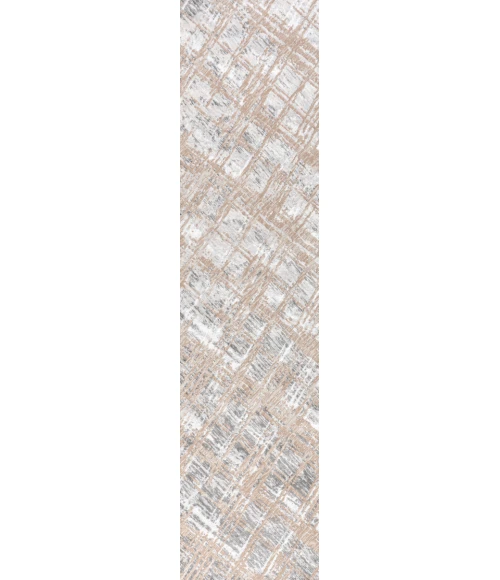 Slant Modern Abstract Beige/Gray 2 ft. x 8 ft. Runner Rug