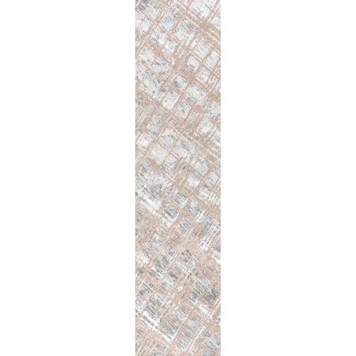 Slant Modern Abstract Beige/Gray 2 ft. x 8 ft. Runner Rug