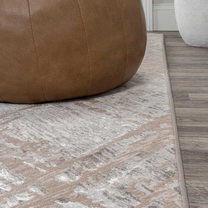 Slant Modern Abstract Beige/Gray 3 ft. x 5 ft. Area Rug