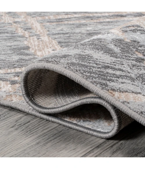 Slant Modern Abstract Beige/Gray 2 ft. x 8 ft. Runner Rug