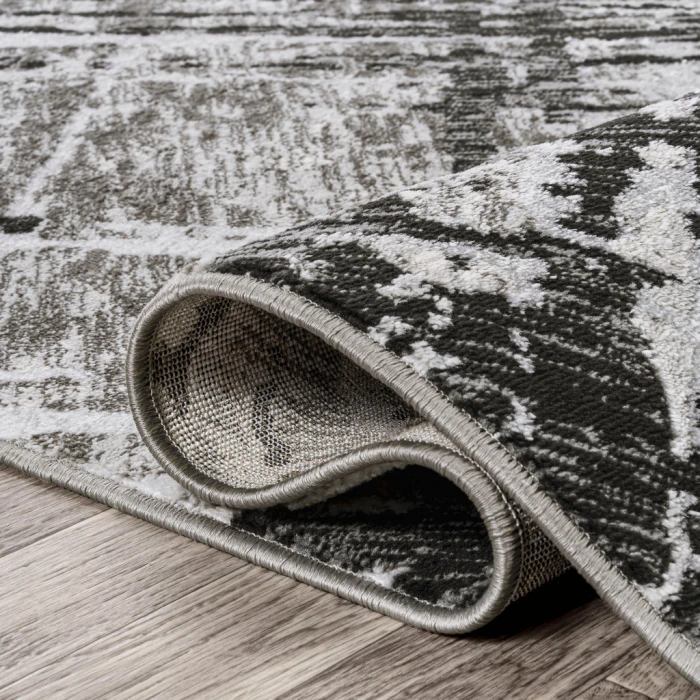 Slant Modern Abstract Black/Gray 2 ft. x 8 ft. Runner Rug