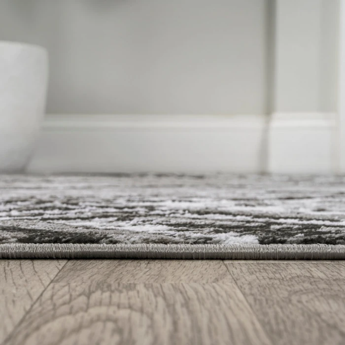 Slant Modern Abstract Black/Gray 2 ft. x 8 ft. Runner Rug
