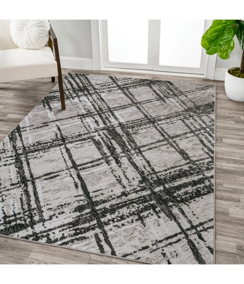 Slant Modern Abstract Black/Gray 5 ft. x 8 ft. Area Rug