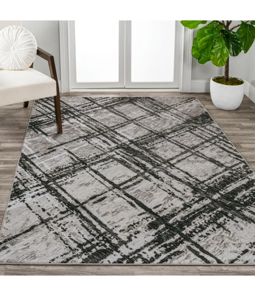Slant Modern Abstract Black/Gray 5 ft. x 8 ft. Area Rug