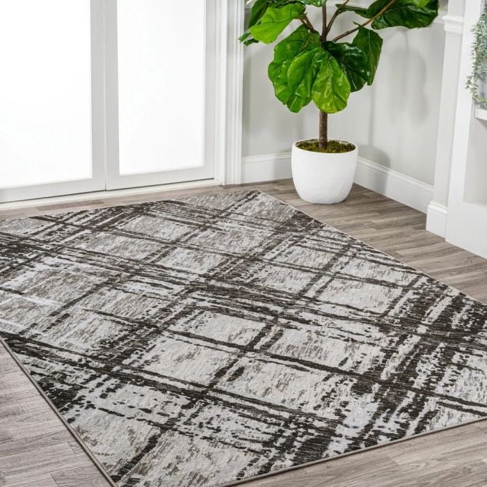Slant Modern Abstract Black/Gray 5 ft. x 8 ft. Area Rug