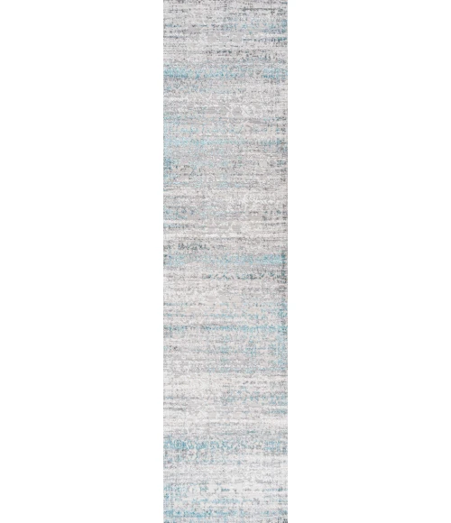 Tidal Modern Strie' Gray/Turquoise 2 ft. x 10 ft. Runner Rug