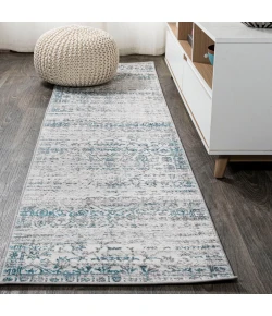 Jonathany Silk Orchid SOR202A Gray/Turquoise Area Rug 2 ft. X 10 ft. Runner
