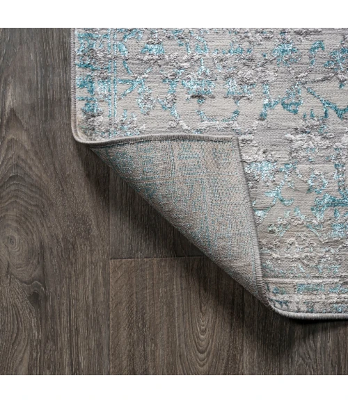 Tidal Modern Strie' Gray/Turquoise 2 ft. x 10 ft. Runner Rug