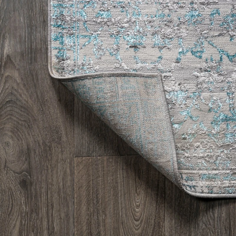 Tidal Modern Strie' Gray/Turquoise 8 ft. x 10 ft. Area Rug