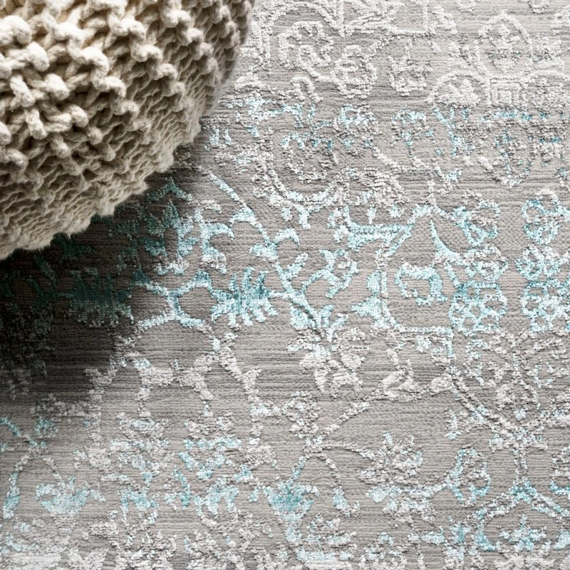 Tidal Modern Strie' Gray/Turquoise 8 ft. x 10 ft. Area Rug