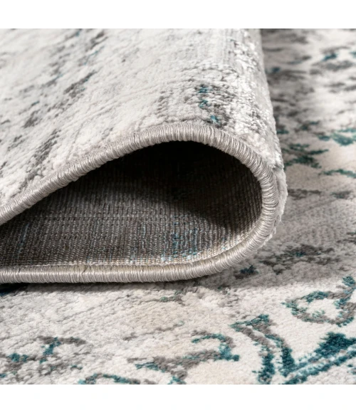 Tidal Modern Strie' Gray/Turquoise 2 ft. x 10 ft. Runner Rug