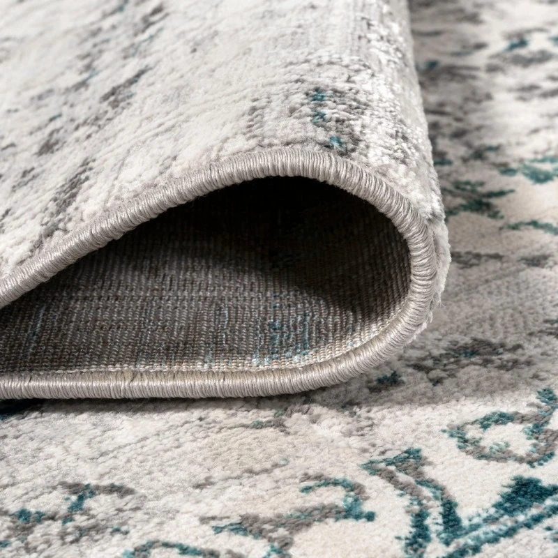 Tidal Modern Strie' Gray/Turquoise 8 ft. x 10 ft. Area Rug