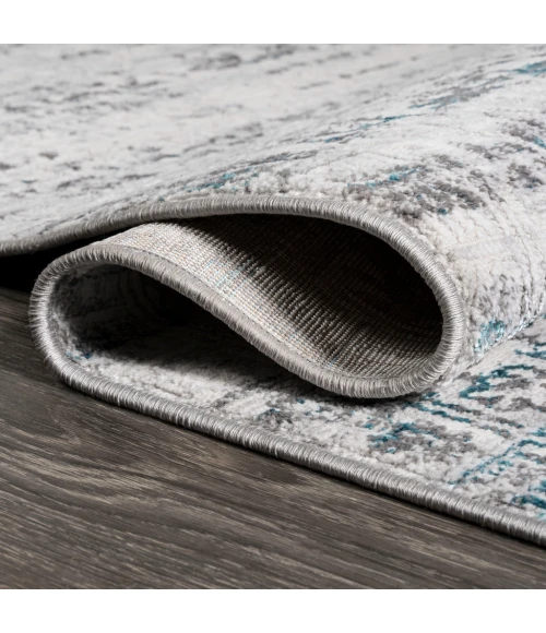 Tidal Modern Strie' Gray/Turquoise 2 ft. x 10 ft. Runner Rug