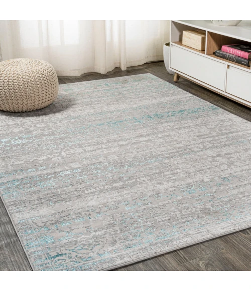 Tidal Modern Strie' Gray/Turquoise 4 ft. x 6 ft. Area Rug