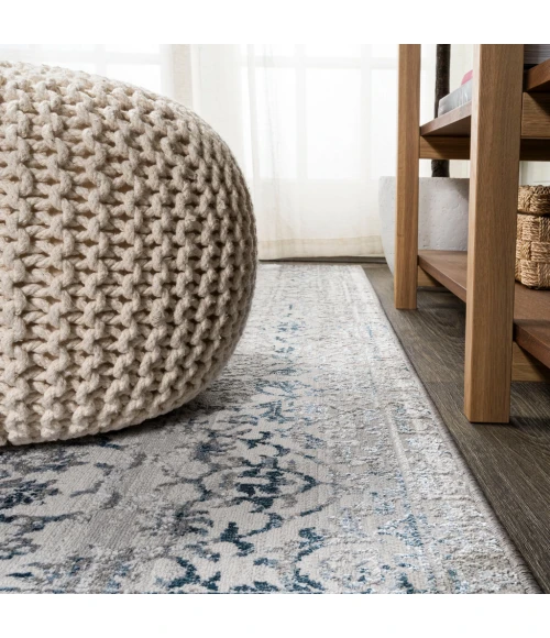 Tidal Modern Strie' Gray/Blue 2 ft. x 8 ft. Runner Rug
