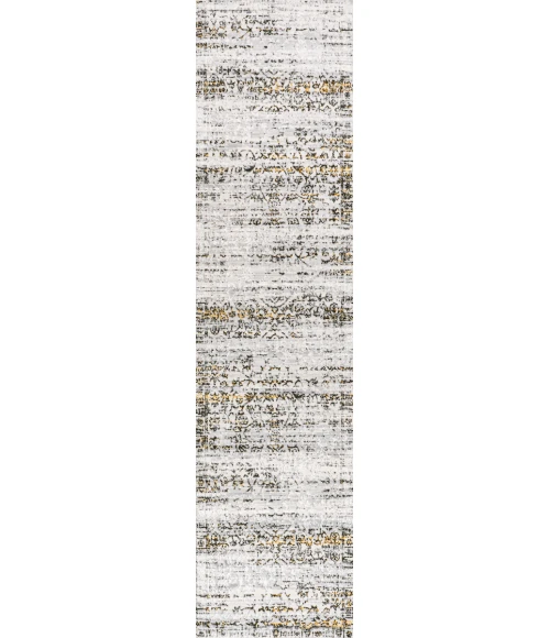 Tidal Modern Strie' Ivory/Black 2 ft. x 8 ft. Runner Rug