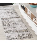 Tidal Modern Strie' Ivory/Black 2 ft. x 8 ft. Runner Rug
