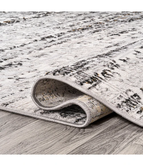 Tidal Modern Strie' Ivory/Black 2 ft. x 8 ft. Runner Rug