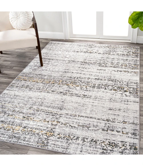 Tidal Modern Strie' Ivory/Black 8 ft. x 10 ft. Area Rug