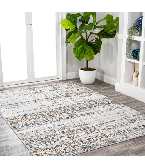 Tidal Modern Strie' Ivory/Black 8 ft. x 10 ft. Area Rug
