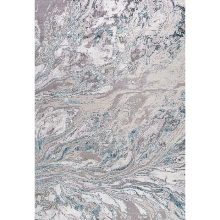 Swirl Marbled Abstract Gray/Turquoise 8 ft. x 10 ft. Area Rug