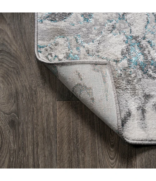 Swirl Marbled Abstract Gray/Turquoise 8 ft. x 10 ft. Area Rug