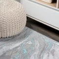 Swirl Marbled Abstract Gray/Turquoise 3 ft. x 5 ft. Area Rug