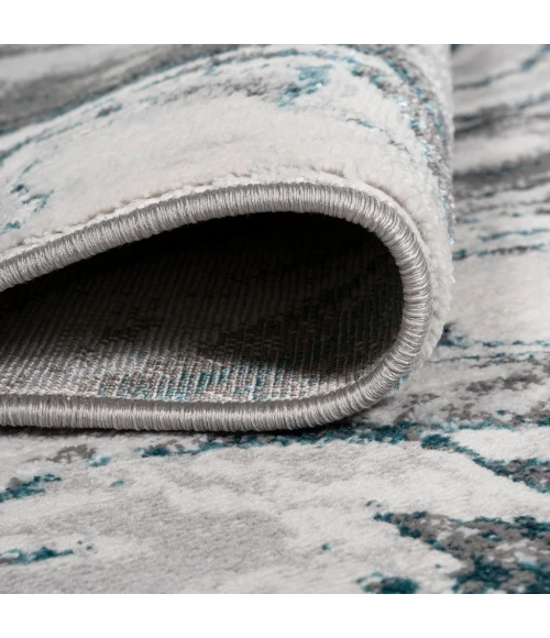 Swirl Marbled Abstract Gray/Turquoise 8 ft. x 10 ft. Area Rug