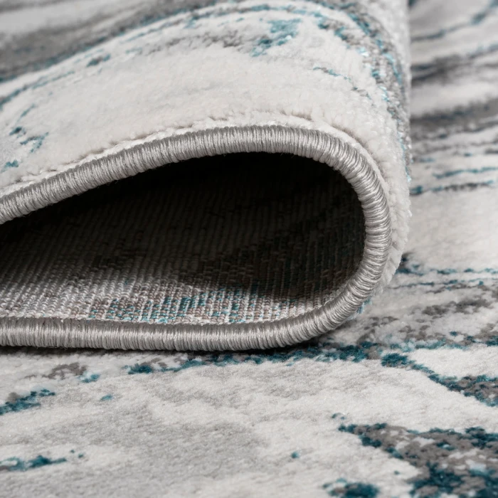 Swirl Marbled Abstract Gray/Turquoise 8 ft. x 10 ft. Area Rug