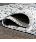 Swirl Marbled Abstract Gray/Turquoise 2 ft. x 10 ft. Runner Rug