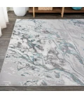 Swirl Marbled Abstract Gray/Turquoise 8 ft. x 10 ft. Area Rug