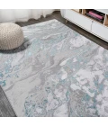 Swirl Marbled Abstract Gray/Turquoise 8 ft. x 10 ft. Area Rug
