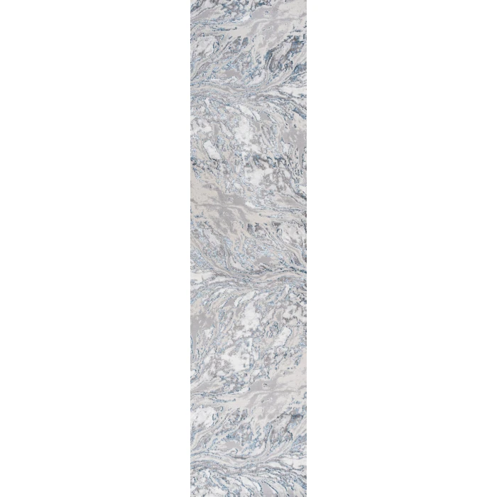 Swirl Marbled Abstract Gray/Blue 2 ft. x 8 ft. Runner Rug