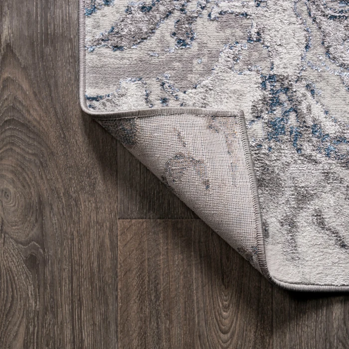 Swirl Marbled Abstract Gray/Blue 5 ft. x 8 ft. Area Rug