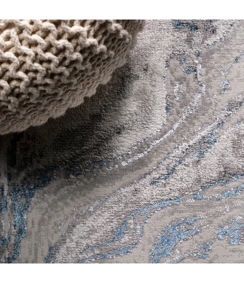 Swirl Marbled Abstract Gray/Blue 8 ft. x 10 ft. Area Rug