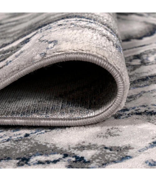 Swirl Marbled Abstract Gray/Blue 8 ft. x 10 ft. Area Rug