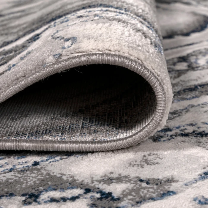 Swirl Marbled Abstract Gray/Blue 5 ft. x 8 ft. Area Rug