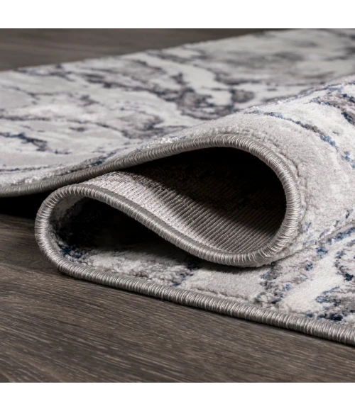 Swirl Marbled Abstract Gray/Blue 2 ft. x 10 ft. Runner Rug