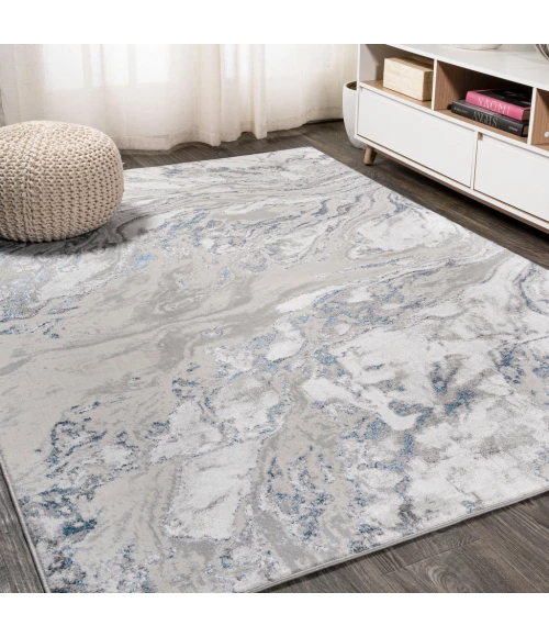 Swirl Marbled Abstract Gray/Blue 8 ft. x 10 ft. Area Rug