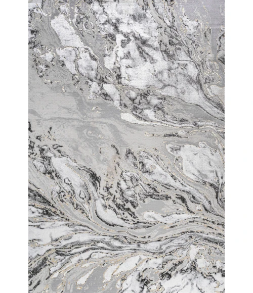 Swirl Marbled Abstract Gray/Black 5 ft. x 8 ft. Area Rug