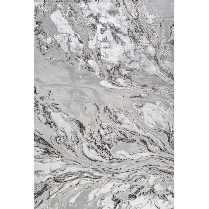 Swirl Marbled Abstract Gray/Black 8 ft. x 10 ft. Area Rug