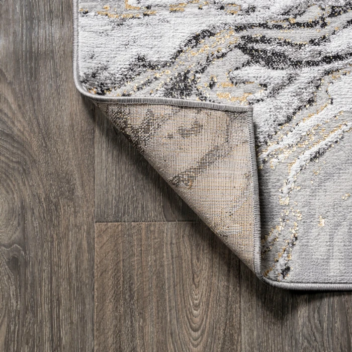 Swirl Marbled Abstract Gray/Black 8 ft. x 10 ft. Area Rug