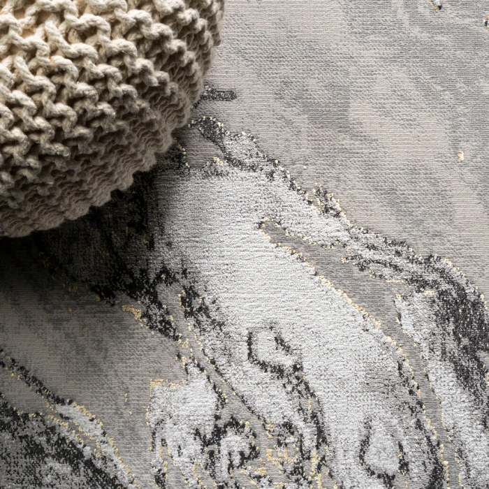 Swirl Marbled Abstract Gray/Black 8 ft. x 10 ft. Area Rug