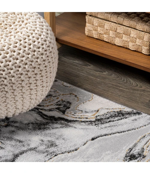 Swirl Marbled Abstract Gray/Black 5 ft. x 8 ft. Area Rug