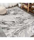 Swirl Marbled Abstract Gray/Black 5 ft. x 8 ft. Area Rug
